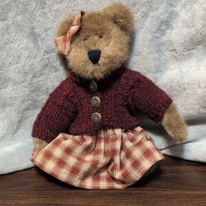 Boyds Bears Velma Q. Berriweather Plaid Dress Teddy Bear - Brown and Red